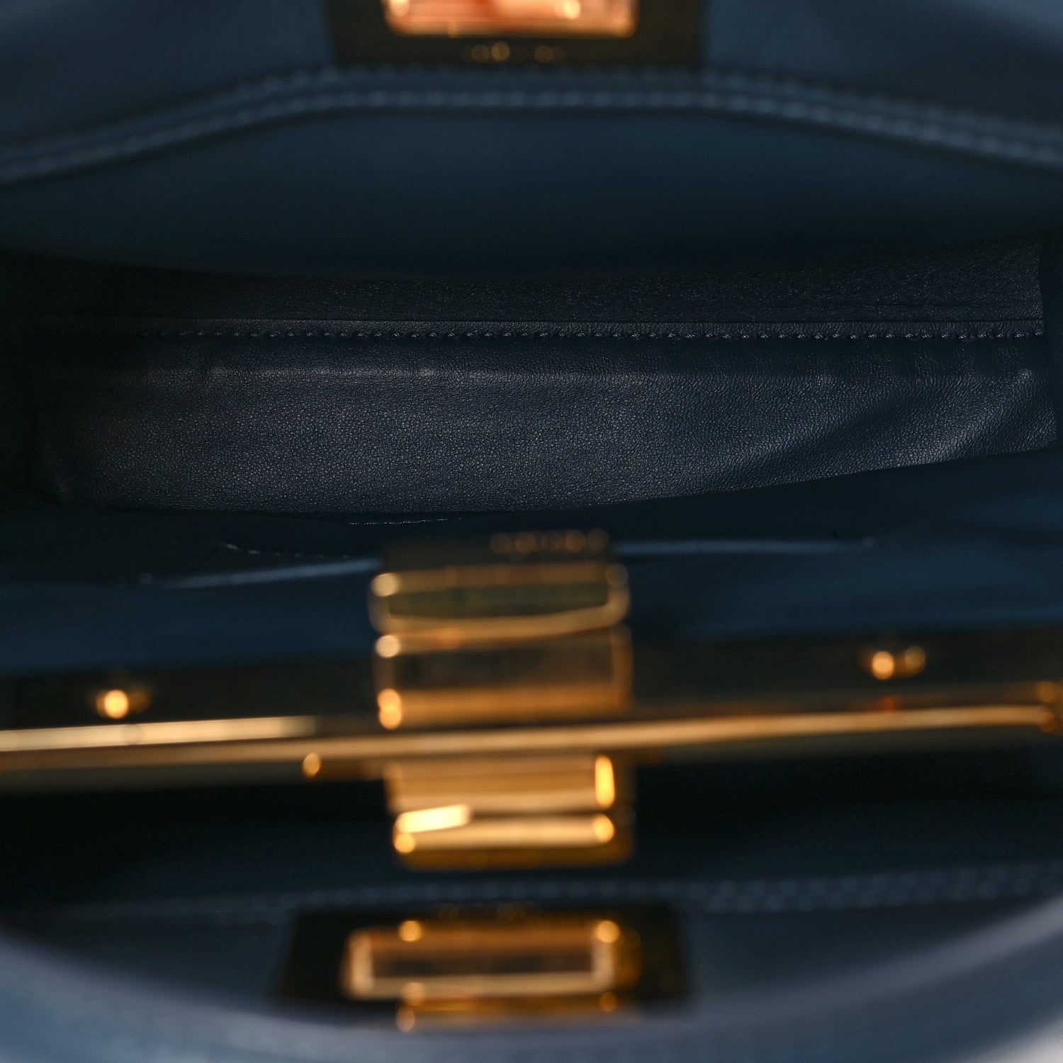 Fendi Nappa Lace Up Mini Peekaboo Iconic Satchel Cobalto 5 of 9