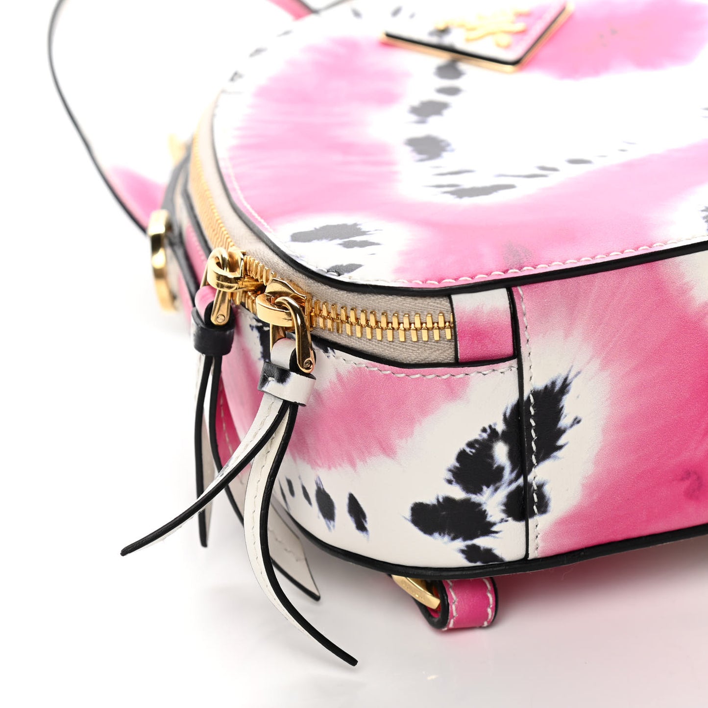 Saffiano Lux Tie Dye Print Mini Odette Backpack White Pink Black