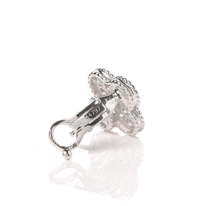 Van Cleef & Arpels 18K White Gold Diamond Vintage Alhambra Earrings 4 of 6