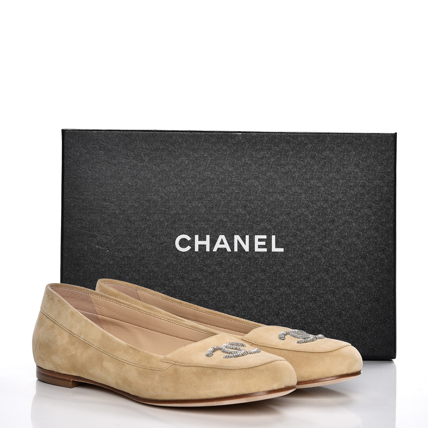 Chanel Kid Suede CC Flats 40 Beige 10 of 10