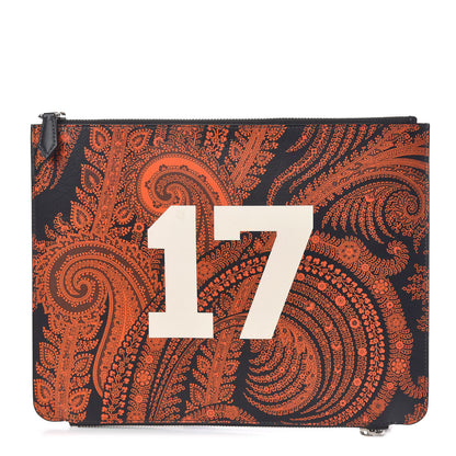 Givenchy Calfskin Paisley Print Medium Clutch Orange Black 1 of 8