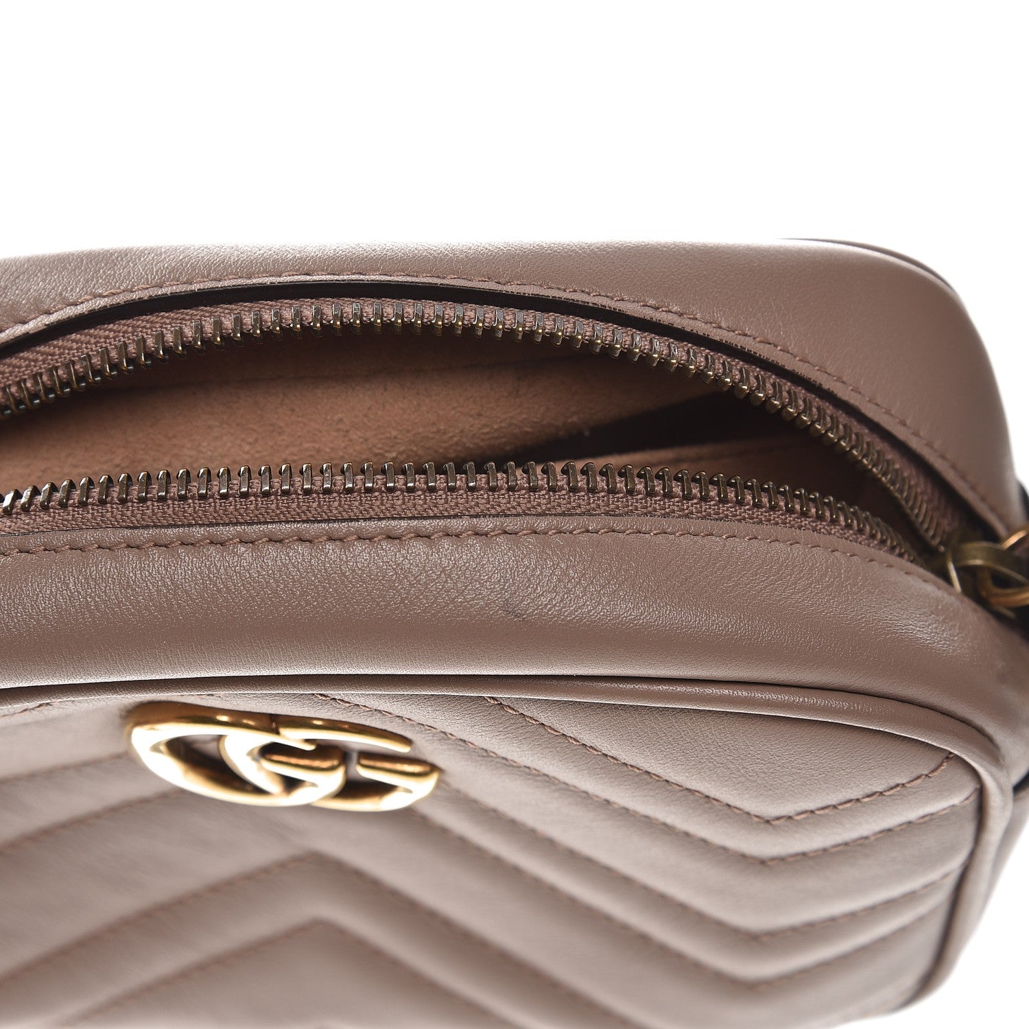 Gucci Calfskin Matelasse Mini GG Marmont Chain Shoulder Bag Nude 8 of 9