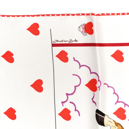 Hermes Silk Tea Time Scarf 70 White Framboise Rouge 4 of 6