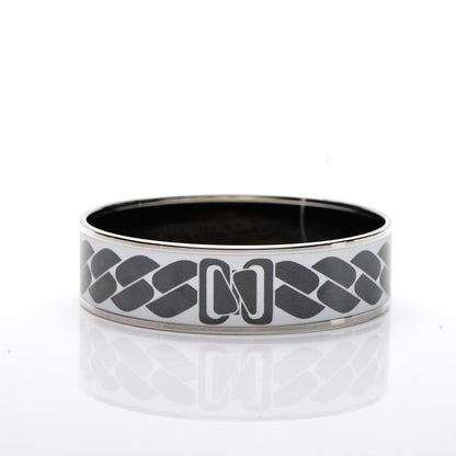 Hermes Enamel Printed Wide Clic C'est Noue Bracelet 70 Blanc Platine 3 of 5