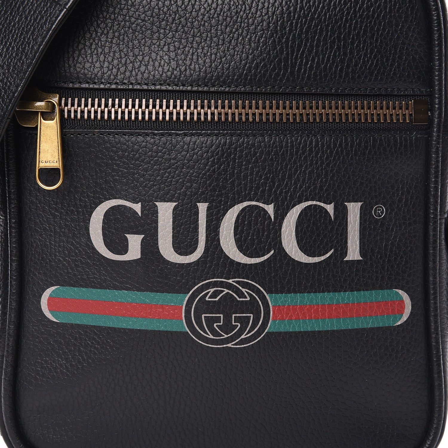 Gucci Grained Calfskin Logo Messenger Bag Black 12 of 12