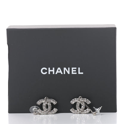 Chanel Baguette Crystal CC Drop Earrings Silver 5 of 5