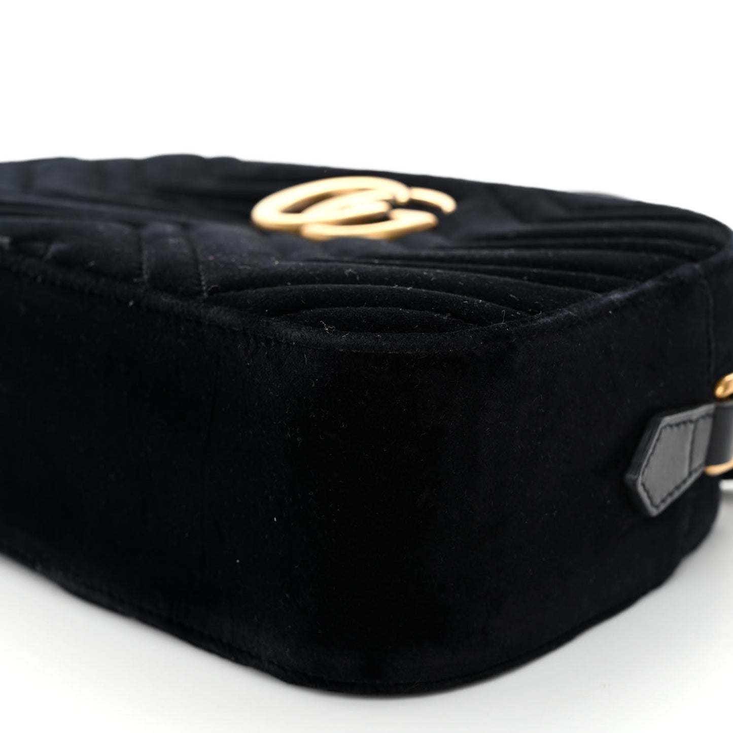 Velvet Matelasse Small GG Marmont Chain Shoulder Bag Black