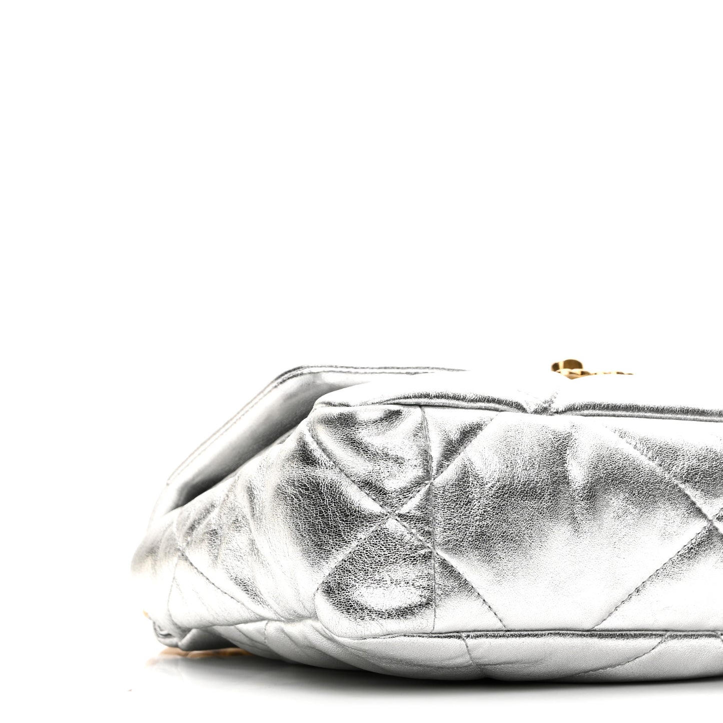 Metallic Lambskin Quilted Medium Chanel 19 Flap Silver