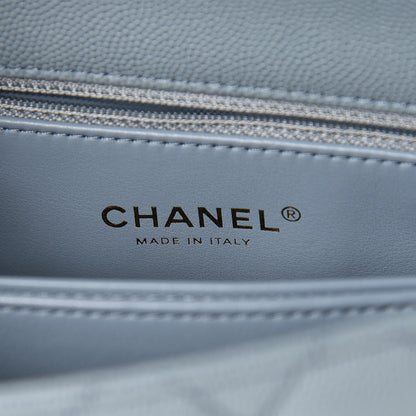 Chanel Caviar Lizard Quilted Mini Coco Handle Flap Blue 7 of 12