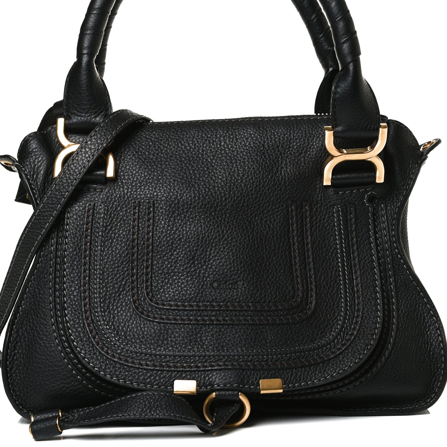 Calfskin Small Marcie Satchel Black