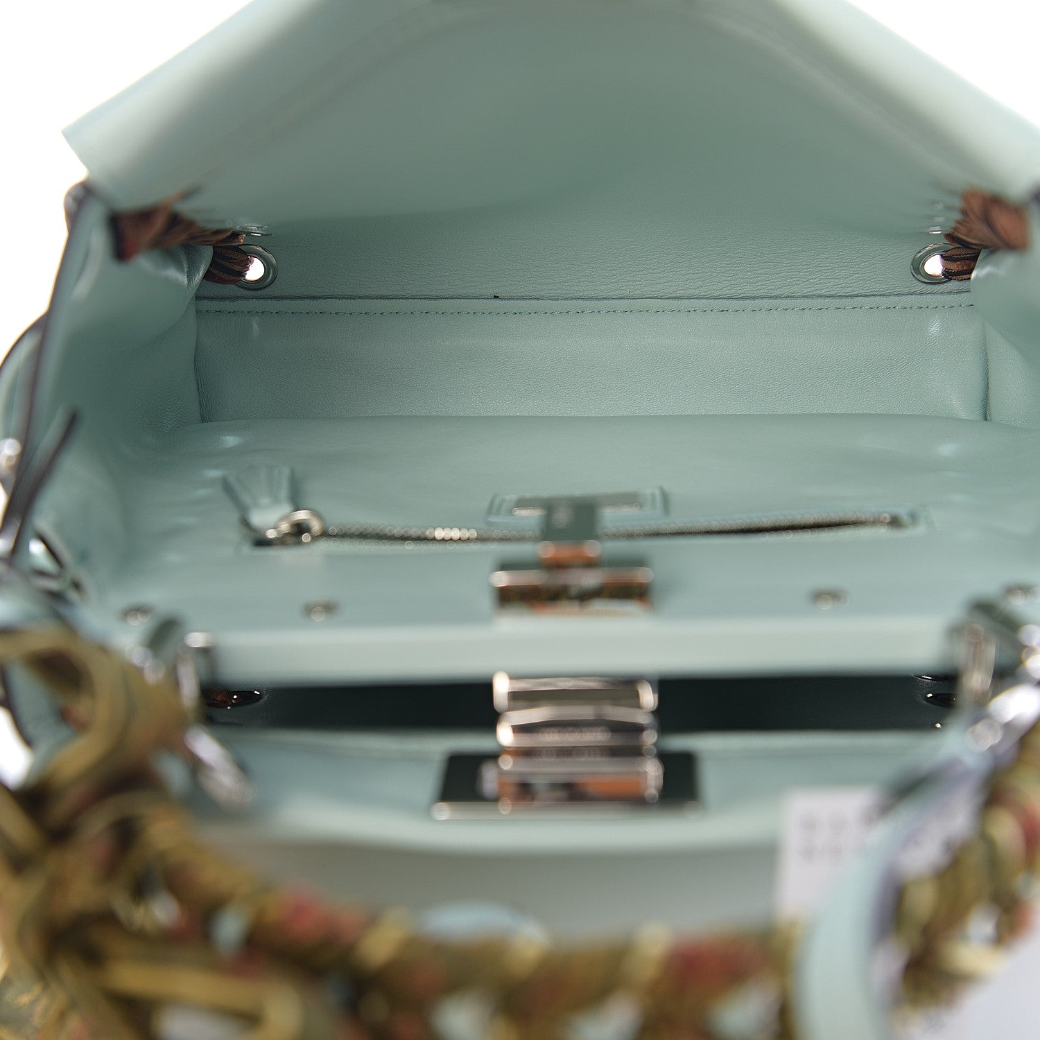 Fendi Nappa Ribbon Lace Up Mini Peekaboo Iconic Satchel Fairy Green 4 of 9