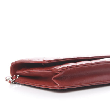 Chanel Lambskin Quilted Wallet On Chain WOC Red 7 of 16