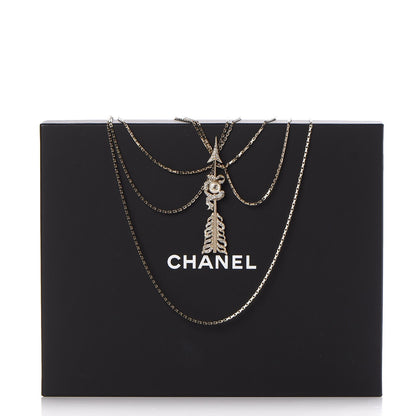 Chanel Crystal Pearl Multi Strand Chain CC Arrow Necklace Gold 7 of 7