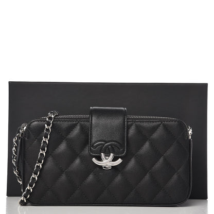 Chanel Caviar Quilted CC Box Clutch With Chain Black 13 of 13
