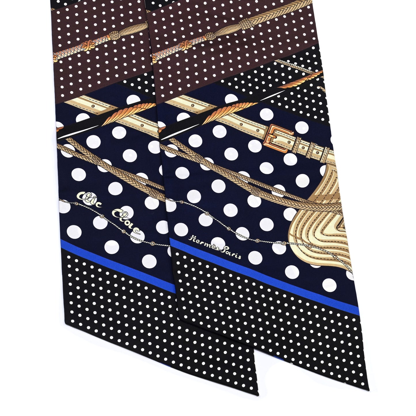 Silk Clic Clac a Pois Maxi Twilly Black Bleu Ebene