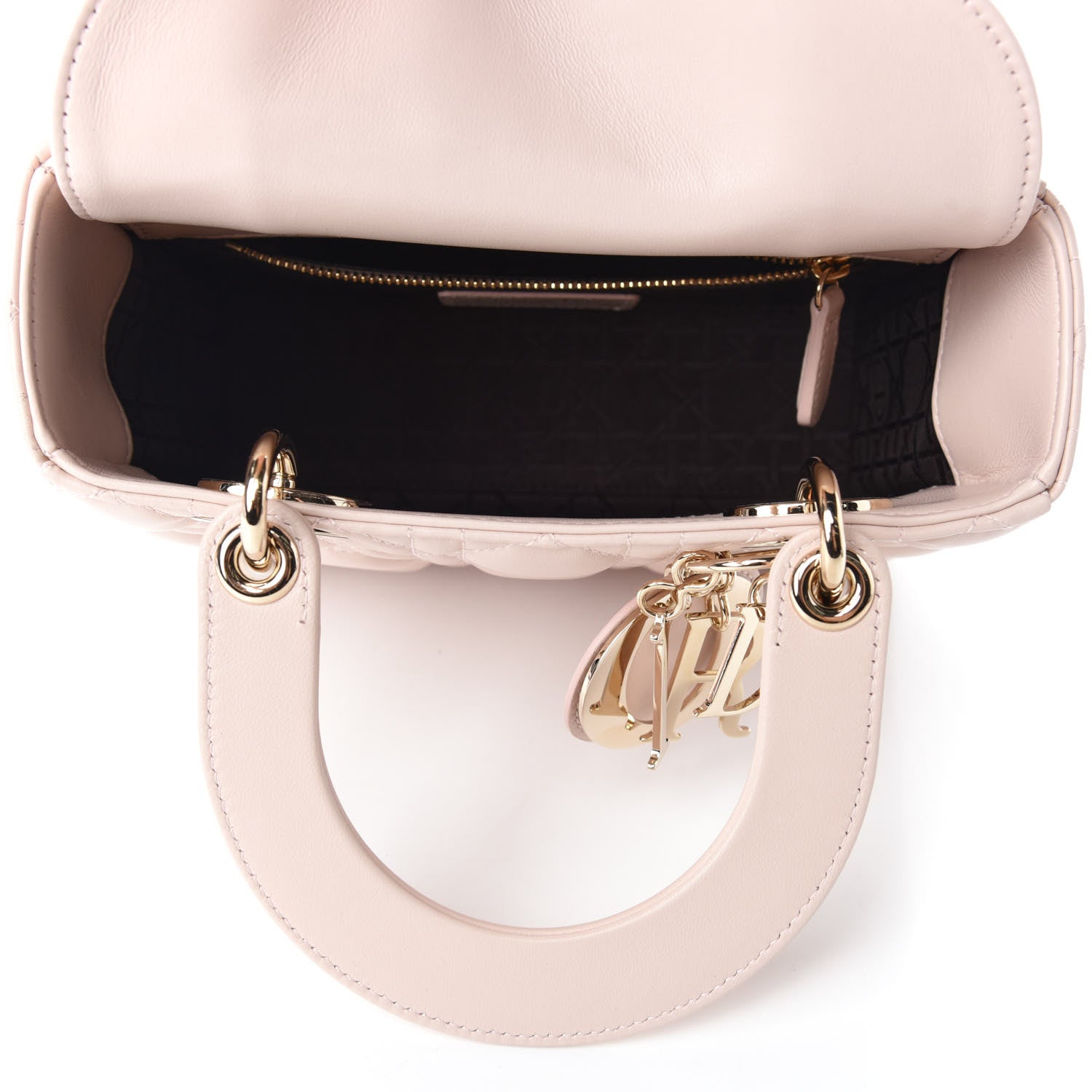 Christian Dior Lambskin Cannage Small Lady Dior Rose Poudre 5 of 11