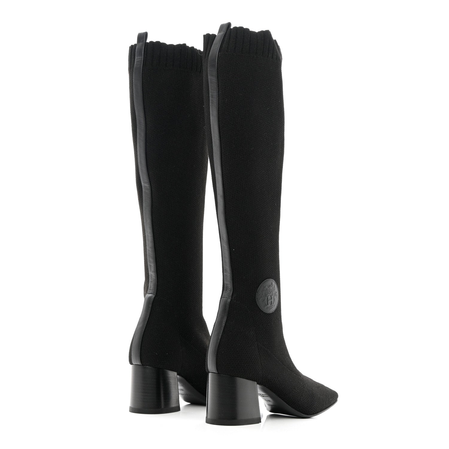 Hermes Knit Calfskin Fontaine 60 Boots 36.5 Black 4 of 16
