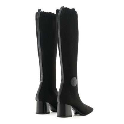 Hermes Knit Calfskin Fontaine 60 Boots 36.5 Black 4 of 16