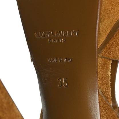 Saint Laurent Suede Tribute 105 Platform Sandals 35 Tan 7 of 7