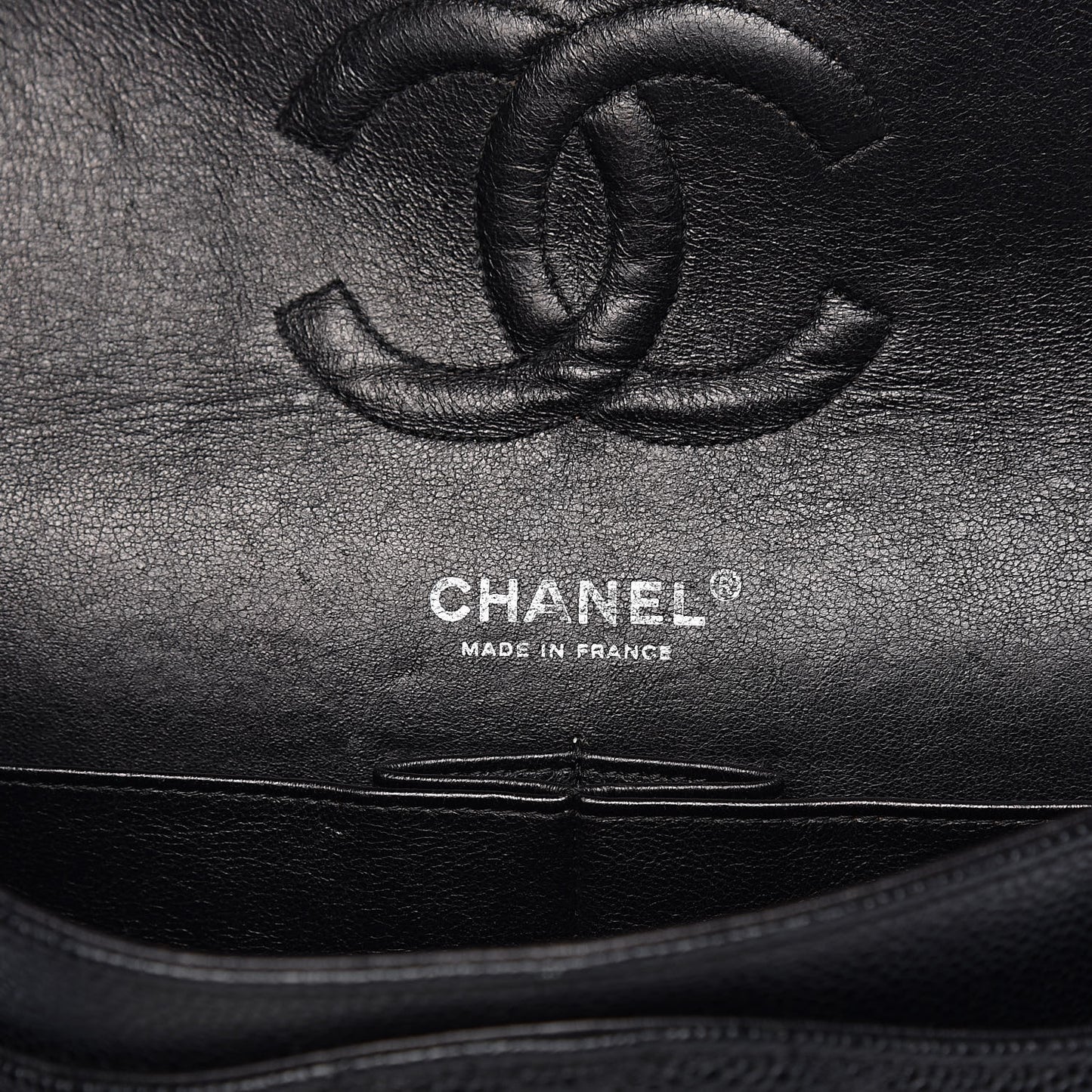 Caviar Quilted Medium Double Flap Black