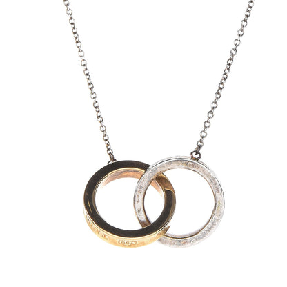 Tiffany Sterling Silver 18K Yellow Gold 1837 Interlocking Circles Pendant Necklace 4 of 8