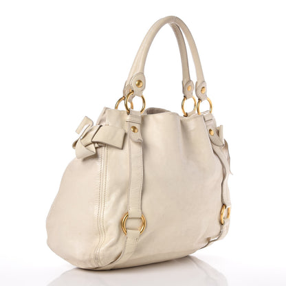 Miu Miu Vitello Lux Bow Bag Quarzo 3 of 20