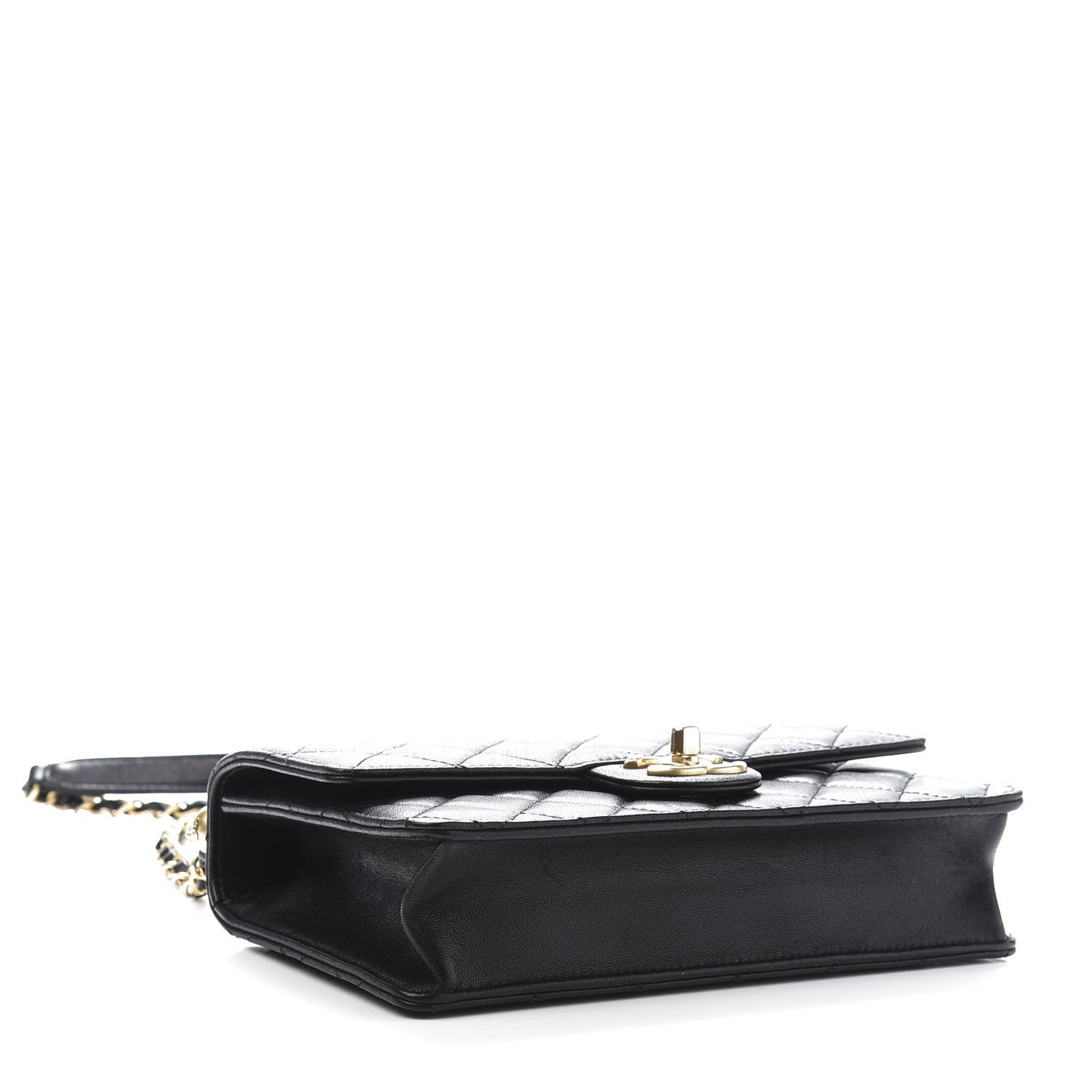 Lambskin Quilted Small Chic Pearls Flap Black