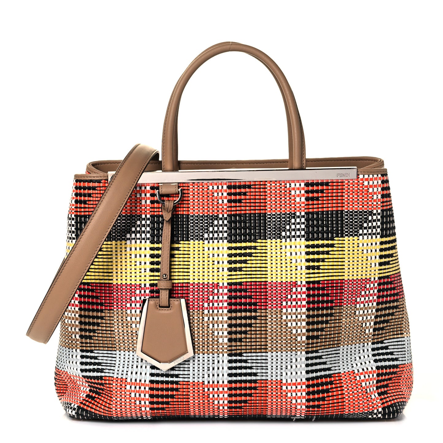 Woven Raffia Vitello Regular 2Jours Tote Multicolor