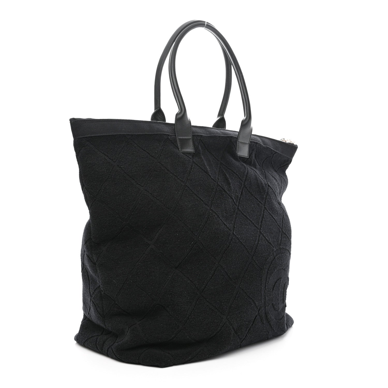Chanel Terry Cotton CC Beach Tote Set Black 4 of 13