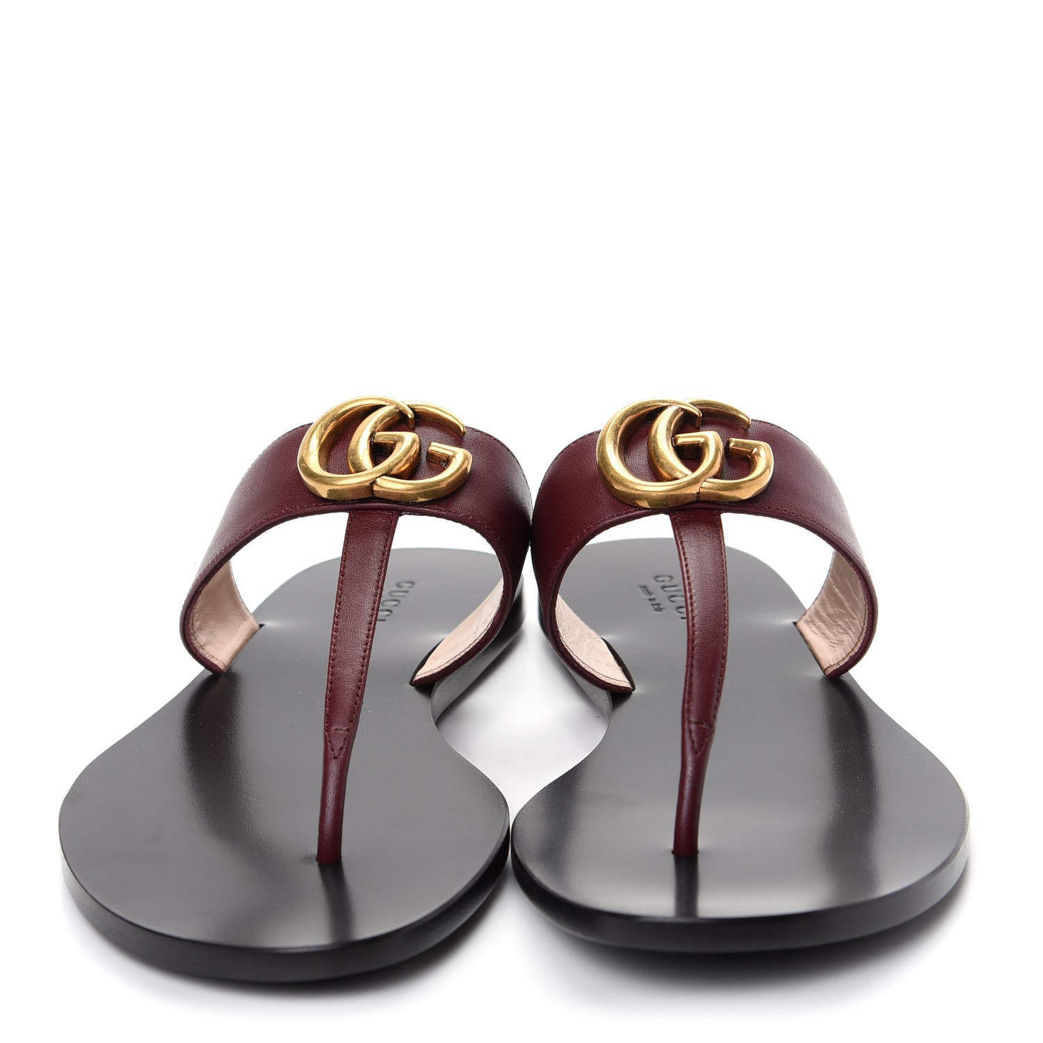 Gucci Calfskin GG Marmont Thong Sandals 37 Vintage Bordeaux 2 of 10
