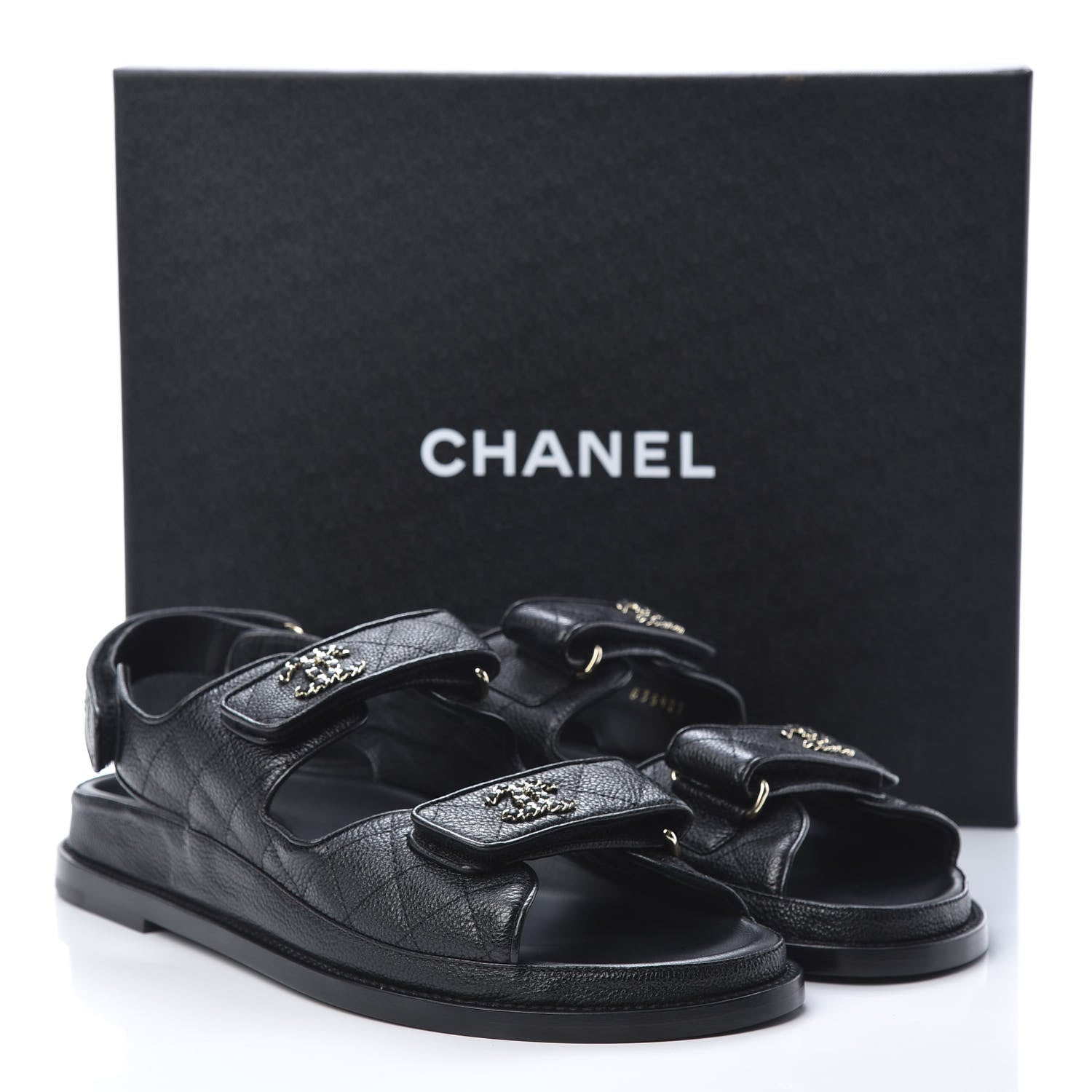 Chanel Grained Calfskin Velcro Dad Sandals 40 Black 8 of 9