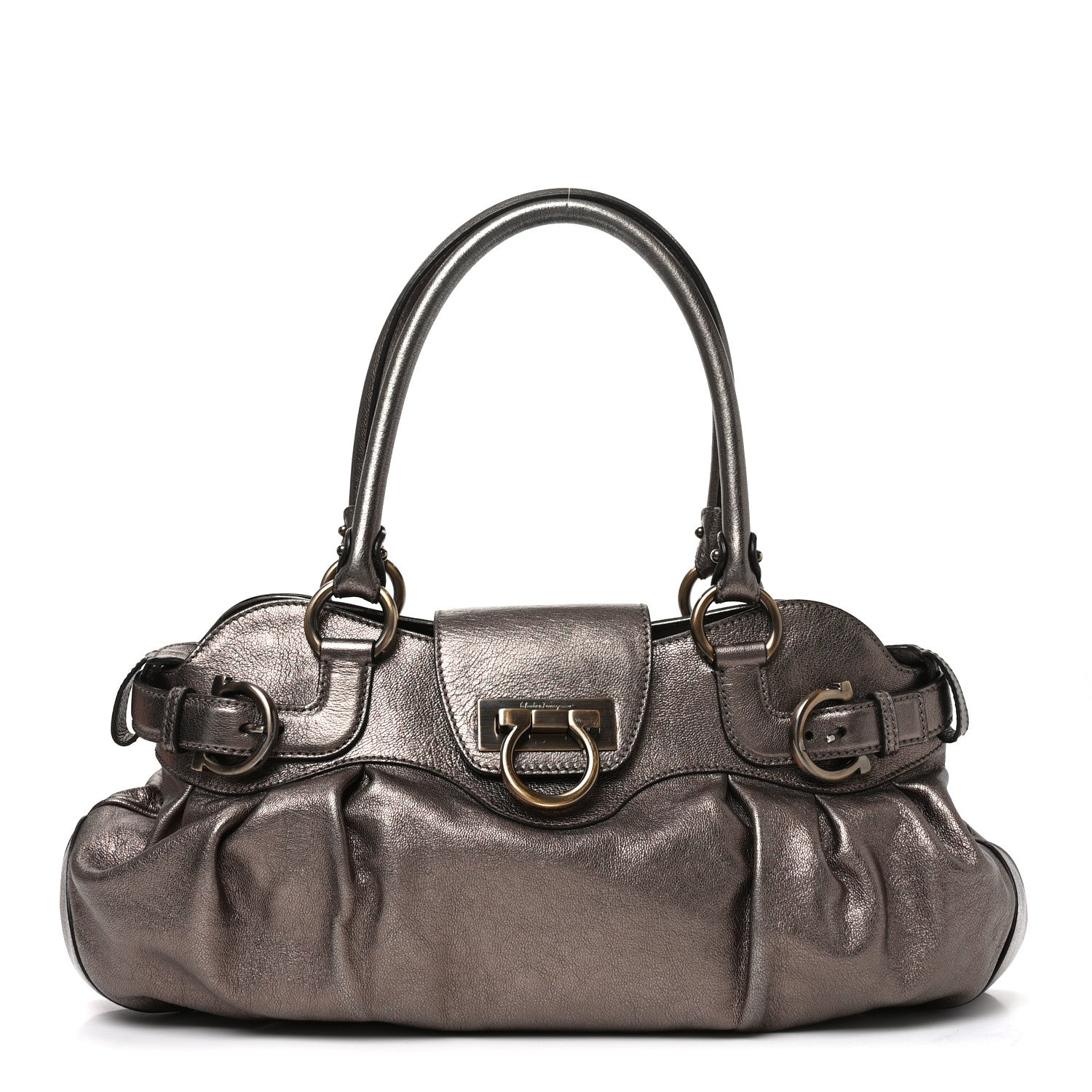 Salvatore Ferragamo Calfskin Marisa Shoulder Bag Bronze 1 of 11