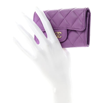 Chanel Caviar Quilted Flap Card Holder Wallet Purple 2 of 7