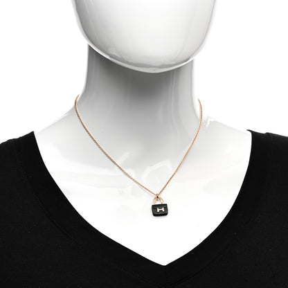 Hermes 18K Rose Gold Black Jade Constance Amulettes Pendant Necklace 2 of 5