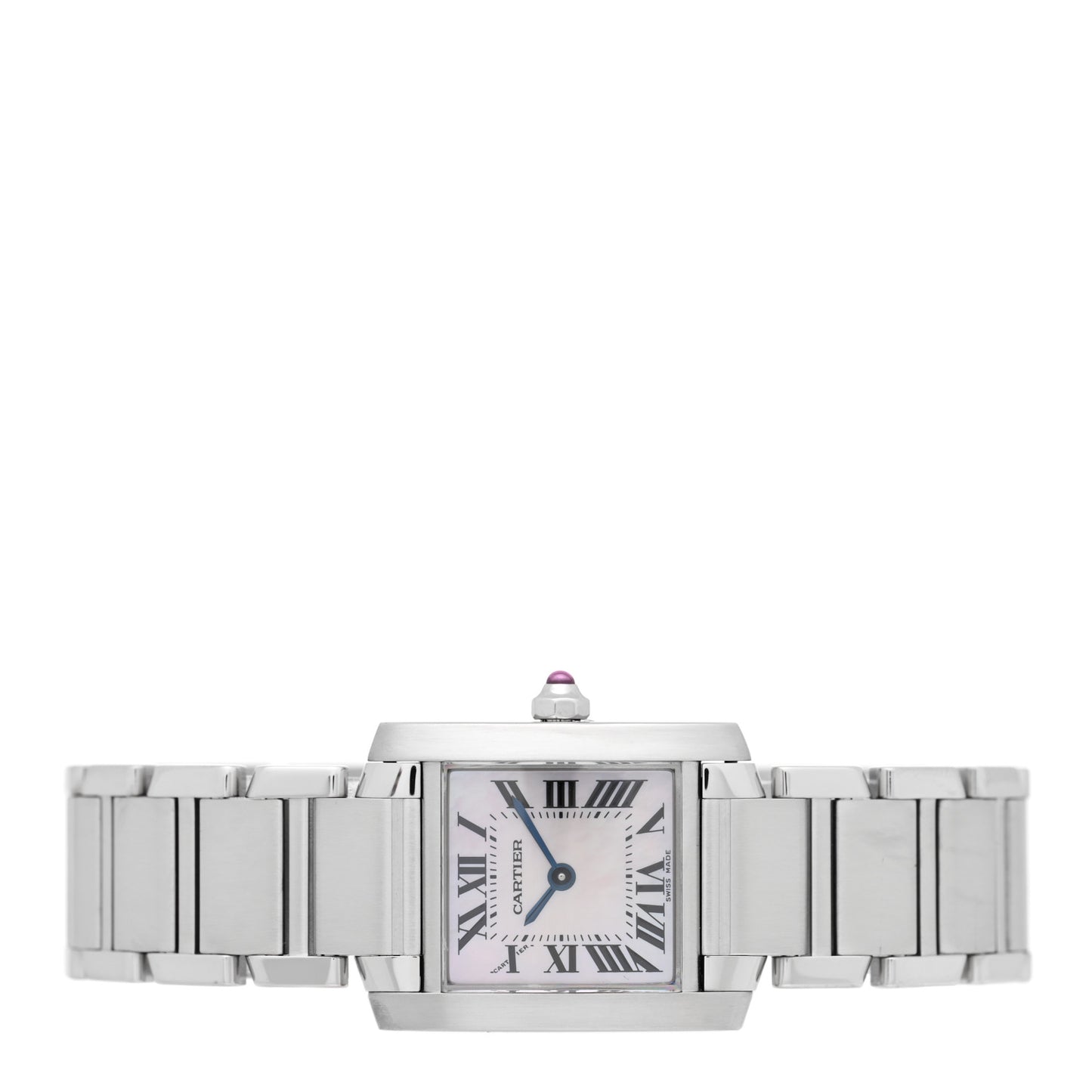 Stainless Steel Pink Mother of Pearl 20mm Tank Francaise Quartz Watch