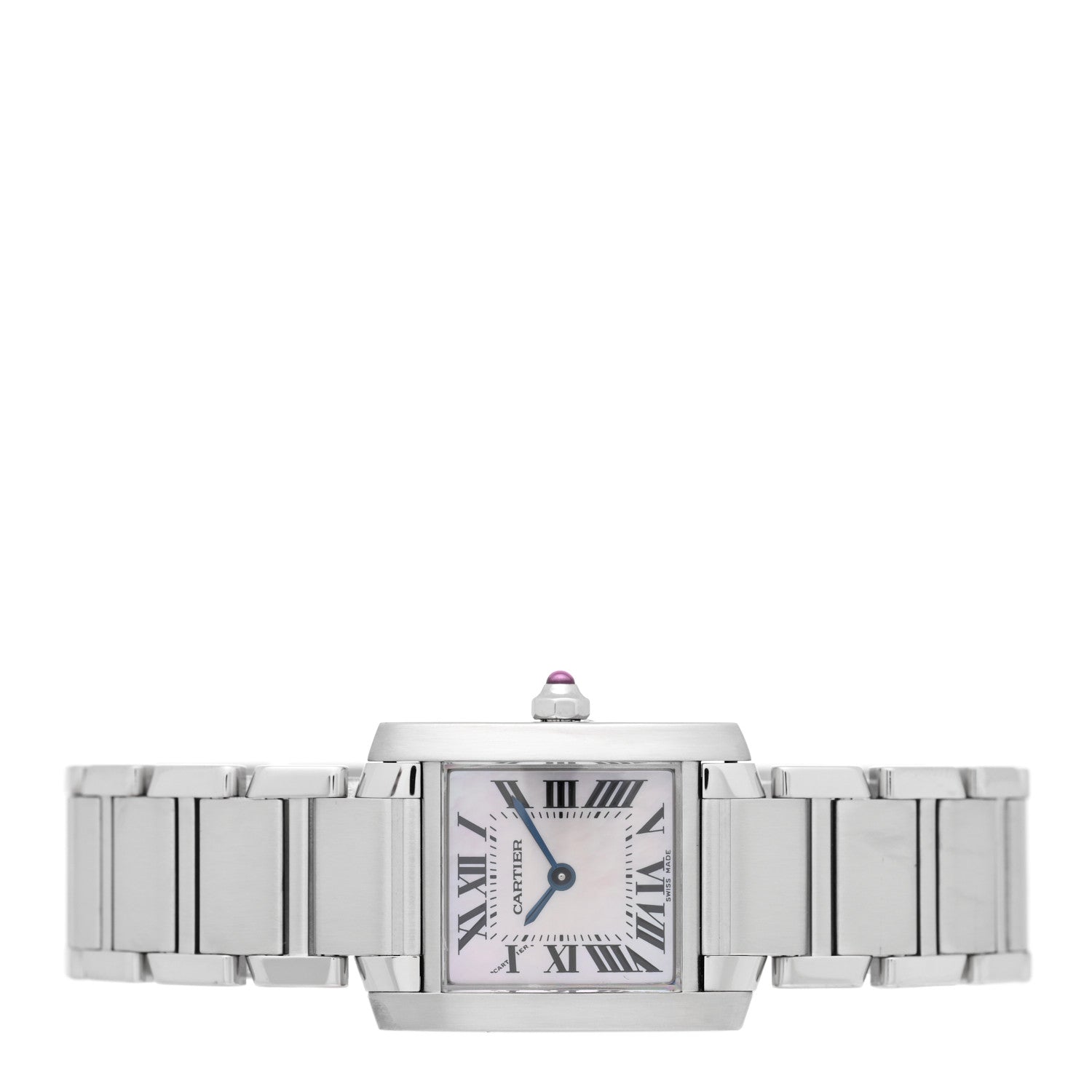 Cartier Stainless Steel Pink Mother of Pearl 20mm Tank Francaise Quartz Watch 2 of 4