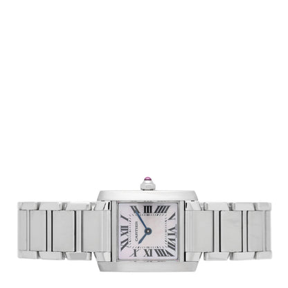 Cartier Stainless Steel Pink Mother of Pearl 20mm Tank Francaise Quartz Watch 2 of 4