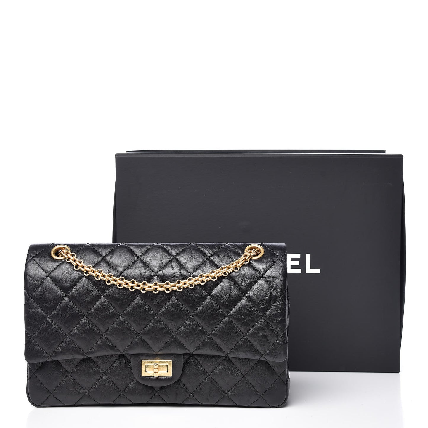 Aged Calfskin Quilted 2.55 Reissue 226 Flap Black
