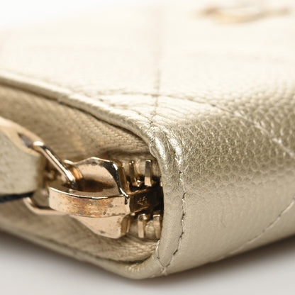 Chanel Metallic Caviar Quilted Zip Coin Purse Light Gold 9 of 10