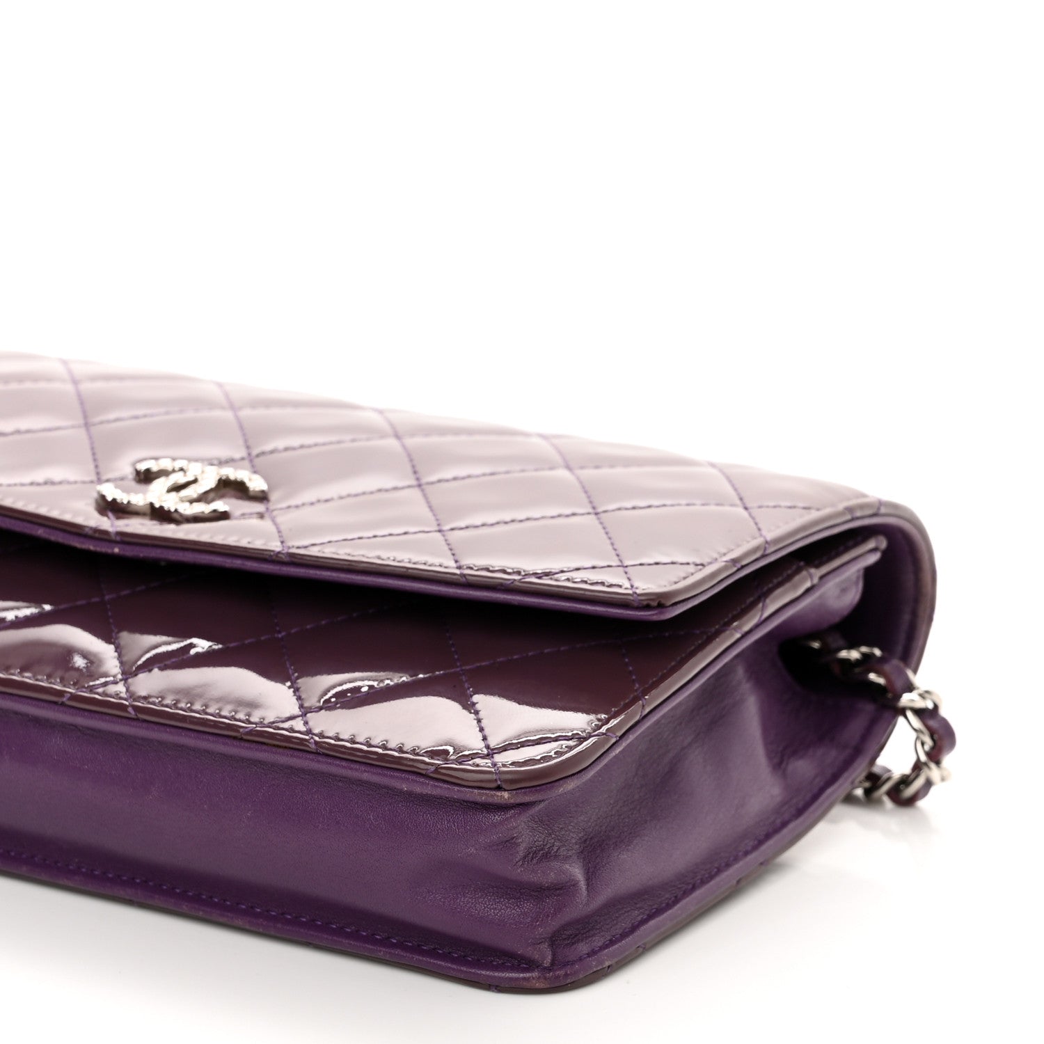 Chanel Patent Quilted Brilliant Wallet On Chain WOC Violet 13 of 13