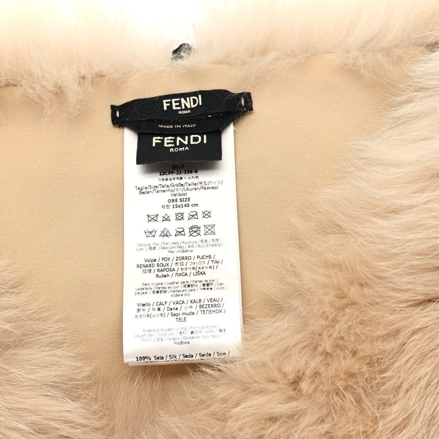 Fox Fur Vitello King Stole With Pouch Gold