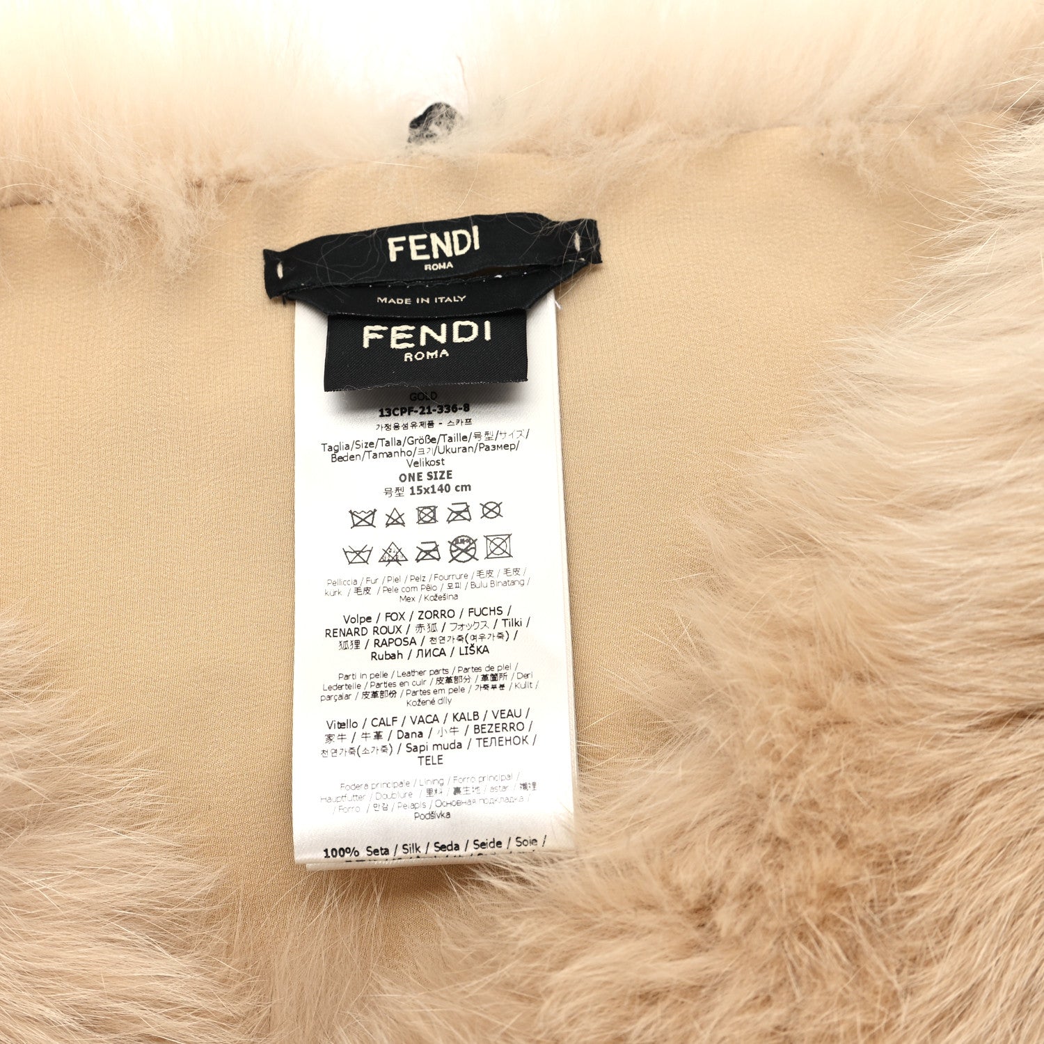 Fendi Fox Fur Vitello King Stole With Pouch Gold 3 of 3
