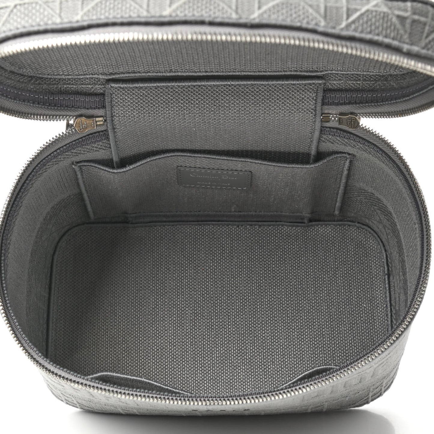 Canvas Embroidered Cannage Diortravel Vanity Case Grey