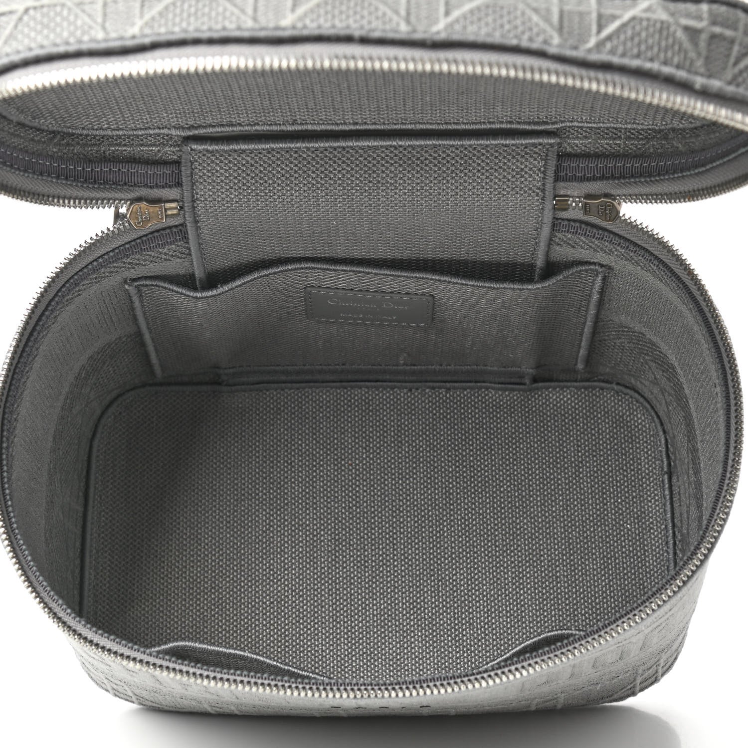 Christian Dior Canvas Embroidered Cannage Diortravel Vanity Case Grey 5 of 8