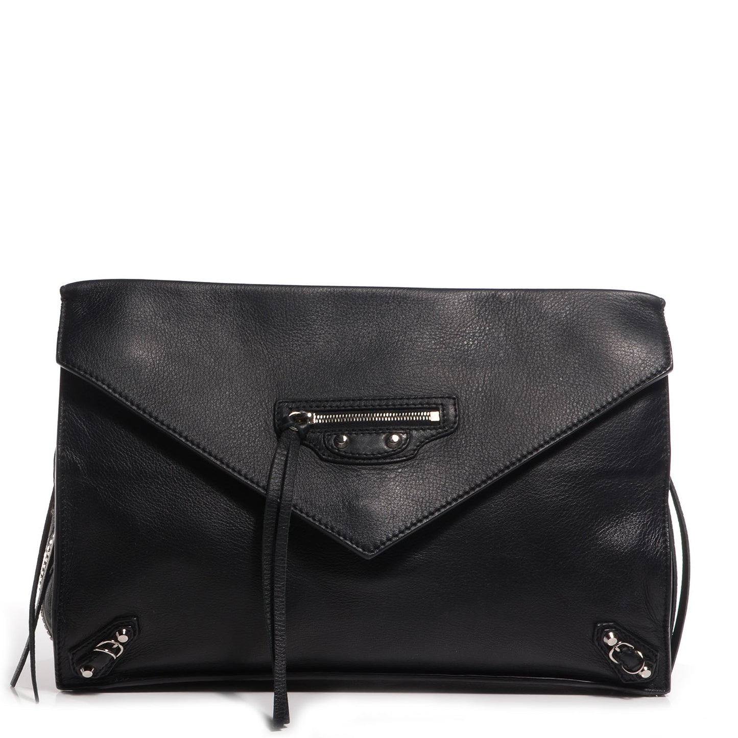 Veau Leather Papier Sight Clutch Black