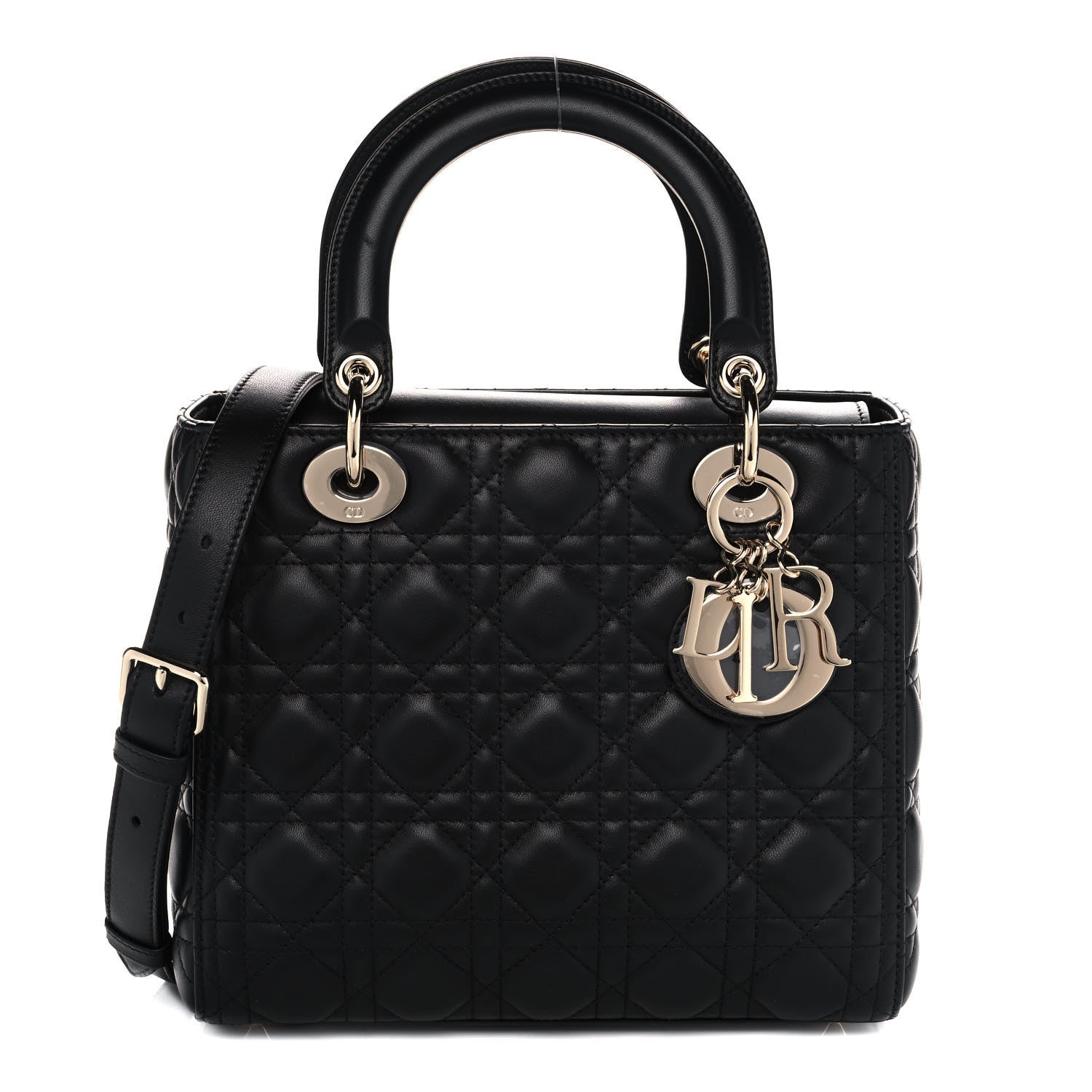 Christian Dior Lambskin Cannage Medium Lady Dior Black 1 of 14