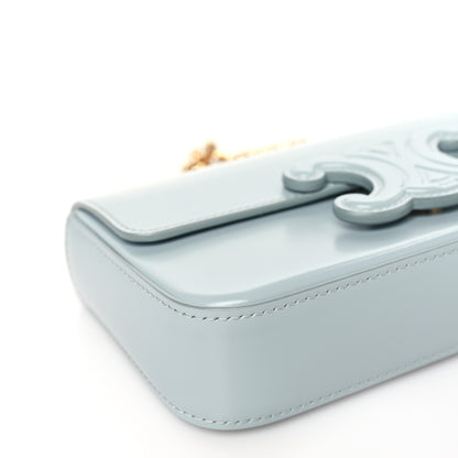 Celine Shiny Calfskin Cuir Triomphe Chain Shoulder Bag Ice Blue 7 of 8