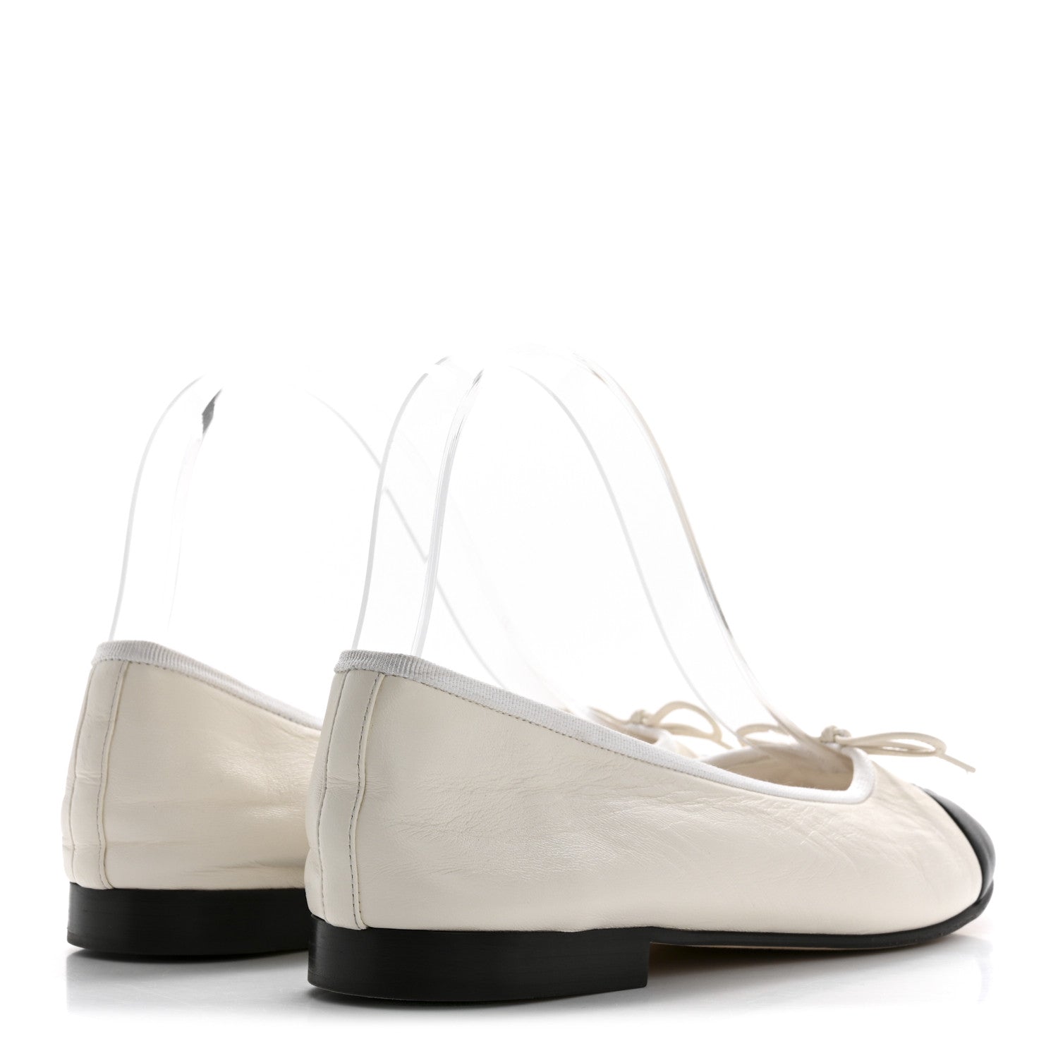 Chanel Lambskin Cap Toe CC Ballerina Flats 38.5 White Black 5 of 11