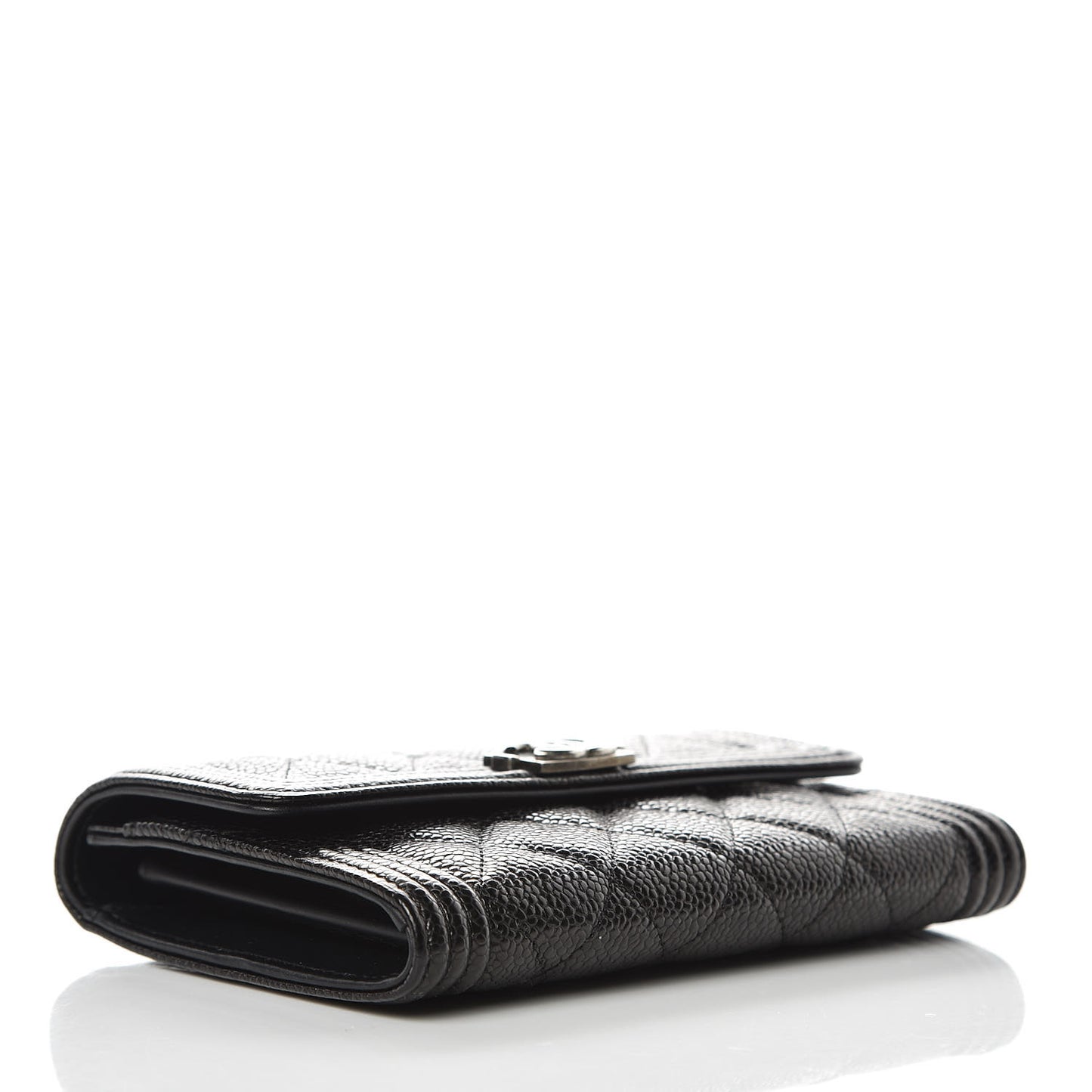Caviar Quilted Medium Boy Flap Wallet Black