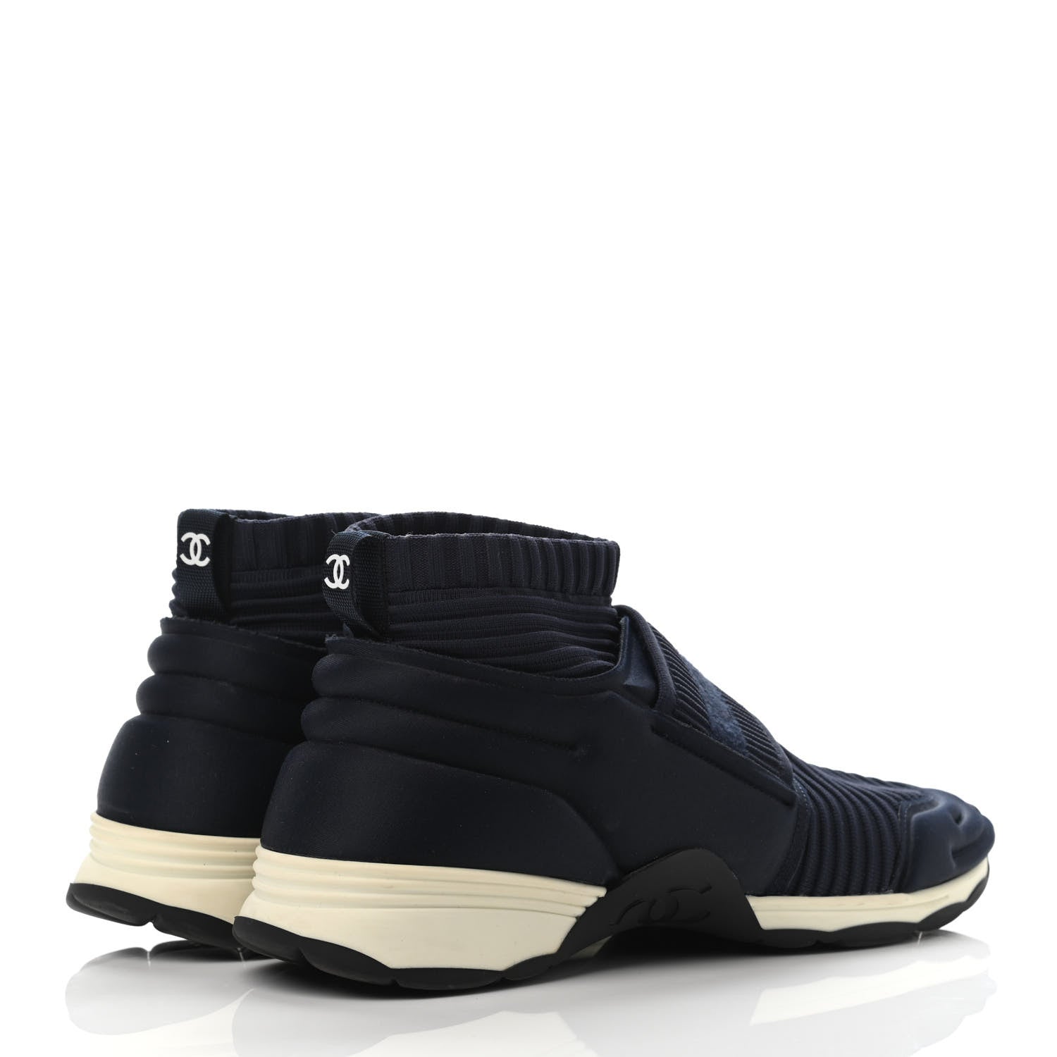Chanel Stretch Fabric CC Sneakers 39 Blue 3 of 4